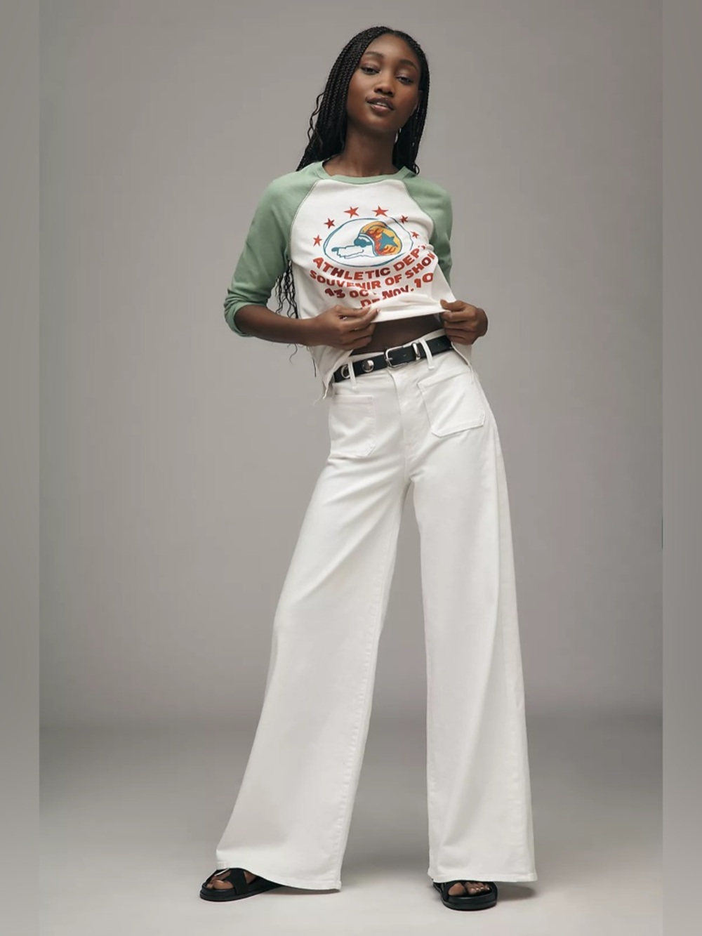 MOTHER The Lil Undercover Sneak Patch Pocket High-Rise Wide-Leg Jeans